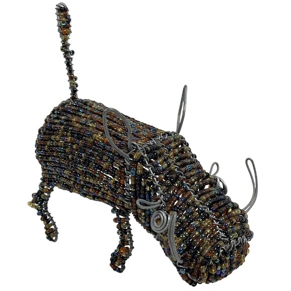 African Handmade Warthog Beaded Wire Craft Art Sculpture South Africa Décor - Picture 1 of 9